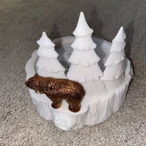 Bath & Body Works Bears Forest Trees Winter 3‎ Wick Candle Holder ONLY New